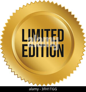 Limited Edition Gold Starburst Badge Guarantee Label emblem vector illustration isolated on clean white background Stock Vector