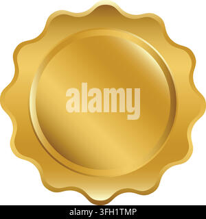Blank Gold Seal Stamp Realistic Certificate Quality emblem certificate award vector illustration isolated on white background Stock Vector