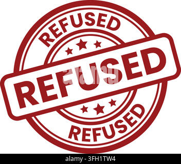Rejected red rubber stamp seal badge icon for business document verification vector illustration on white background Stock Vector