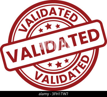 Validated red rubber stamp seal badge icon for business document verification vector illustration on white background Stock Vector