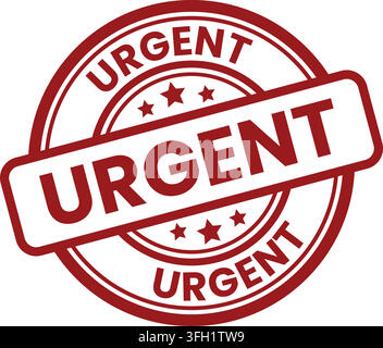 Urgent red rubber stamp seal badge icon for business document verification vector illustration on white background Stock Vector