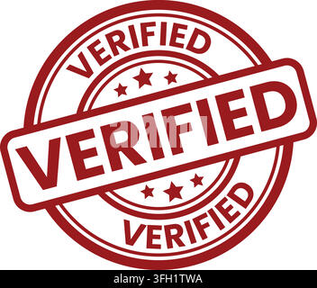 Verified red rubber stamp seal badge icon for business document verification vector illustration on white background Stock Vector