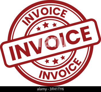 Invoice red rubber stamp seal badge icon for business document verification vector illustration on white background Stock Vector