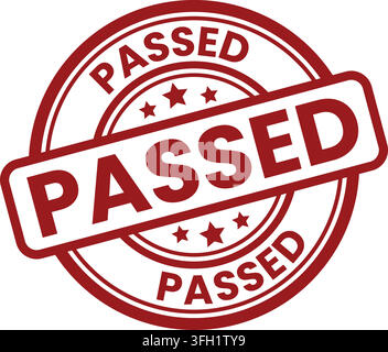 Passed red rubber stamp seal badge icon for business document verification vector illustration on white background Stock Vector