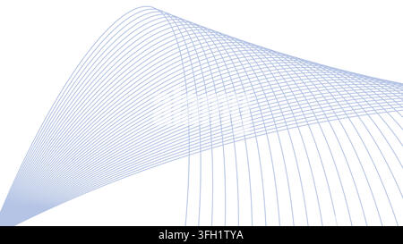 Minimal white and light blue curved grid mesh wave lines abstract seamless pattern vector illustration background graphic Stock Vector