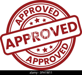 Approved red rubber stamp seal badge icon for business document verification vector illustration on white background Stock Vector
