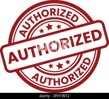 Authorized red rubber stamp seal badge icon for business document verification vector illustration on white background Stock Vector