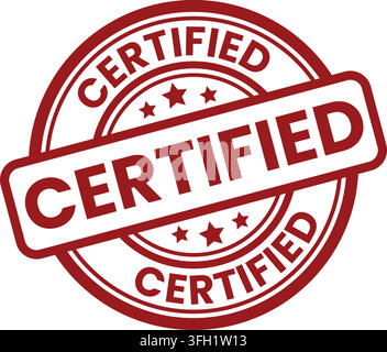 Certified red rubber stamp seal badge icon for business document verification vector illustration on white background Stock Vector
