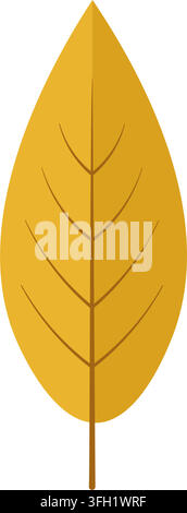 Bright Yellow Autumn Leaf For Seasonal Nature Design And Fall Decoration vector illustration isolated on clean white Stock Vector