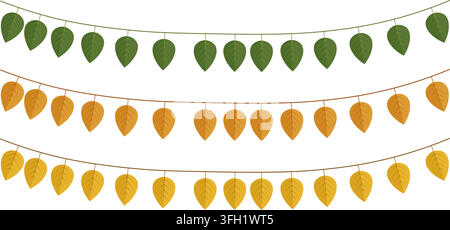 Autumn Foliage Seamless Pattern vector illustration with Golden Yellow Branch And Dark Brown Leaves On Light Beige Background Stock Vector