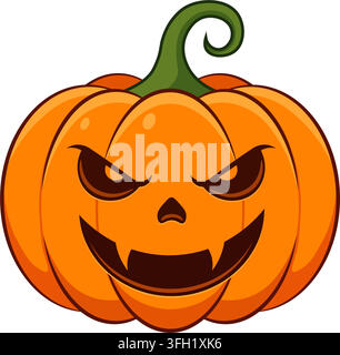 Scary Halloween Pumpkin Jack O Lantern vector illustration isolated on white background for Halloween holiday party Stock Vector