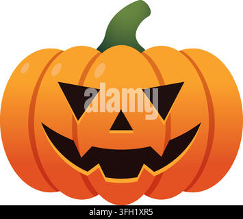 Classic Spooky Halloween Jack O Lantern Pumpkin With Carved Triangle Eyes vector isolated on white background for Halloween Stock Vector