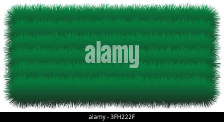 A rectangular patch of lush green grass with a textured, spiky appearance, isolated on a clean white background, perfect for nature-themed designs. Stock Vector
