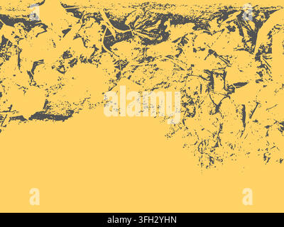 Grunge texture with organic leaf elements on yellow and black background. Bold two-tone vector overlay for vibrant distressed design effects. Stock Vector