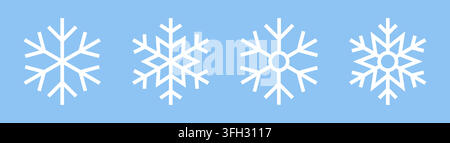 Snowflakes line icon set. Winter snow fall, Christmas decoration element, New Year ice crystal, frozen star linear minimal vector illustration. Simple Stock Vector