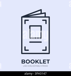 Booklet line icon. Brochure publication linear vector illustration. Thin sign of folded pages with framed cover for catalog, magazine, leaflet, manual Stock Vector