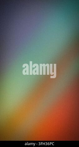 Abstract vertical grainy wallpaper with blue green and orange gradient blur background for tech and banner use Stock Photo
