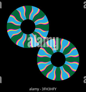 Colorful striped ring donut circle on black background vector. eps 10. Stock Vector