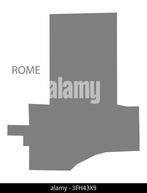 Modern flat vector map of Rome, Iowa, United States. Detailed city boundary silhouette in grey on a white background. Stock Vector