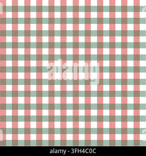 Red, green and white gingham seamless pattern. Colorful Gingham check vector background. Classic Vichy plaid checkerboard fabric texture Stock Vector