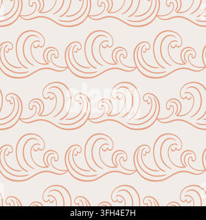 Soft Asian Seamless red pattern cloud waves Stock Vector