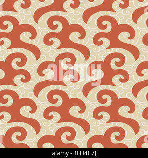 Soft Asian Seamless red pattern cloud waves Stock Vector