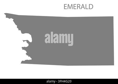 Modern flat vector map of Emerald, Wisconsin, United States. Detailed city boundary silhouette in grey on a white background. Stock Vector
