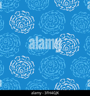 Seamless blue abstract pattern rosette circles Stock Vector