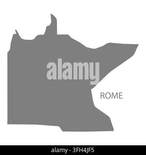 Modern flat vector map of Rome, Wisconsin, United States. Detailed city boundary silhouette in grey on a white background. Stock Vector