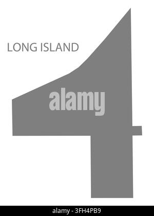Modern flat vector map of Long Island, Kansas, United States. Detailed city boundary silhouette in grey on a white background. Stock Vector