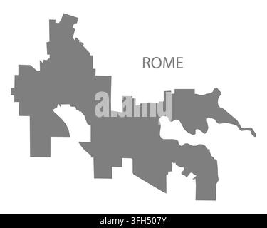 Modern flat vector map of Rome, Indiana, United States. Detailed city boundary silhouette in grey on a white background. Stock Vector
