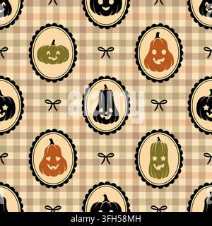 Seamless Halloween pumpkins pattern. Stock Vector