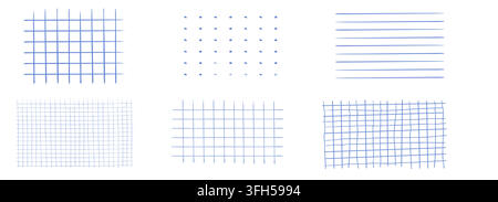 Checker pattern grid doodle scribble background. Hand drawn notebook paper checkered texture. Pencil, crayon drawn geometric squares and stripes. Y2K inspired background texture . Vector illustration Stock Vector