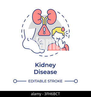 Kidney disease flat linear concept icon Stock Vector