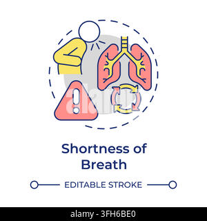 Shortness of breath flat linear concept icon Stock Vector