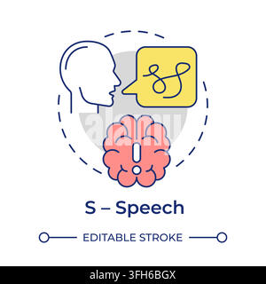 S speech flat linear concept icon Stock Vector