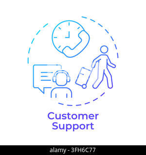 Customer support gradient outline concept icon Stock Vector