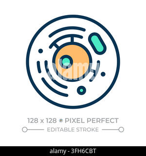 Living organism cell pixel perfect line color icon Stock Vector