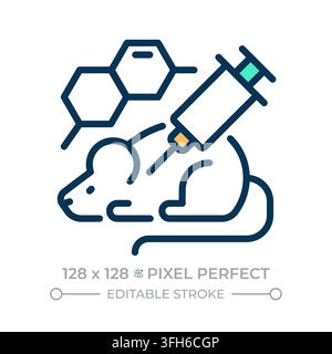 Laboratory mouse pixel perfect line color icon Stock Vector
