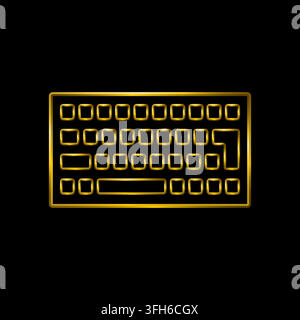 Keyboard icon in golden metallic 3d lines Stock Vector