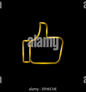 Like social media icon in golden metallic 3d lines Stock Vector
