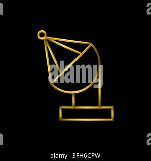 Radio telescope icon. Metallic gold icons set collection. Stock Vector