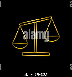 Justice scale icon. Metallic gold icons set collection. Stock Vector