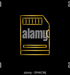 SD card icon. Metallic gold icons set collection. Stock Vector