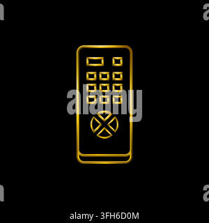 Remote Control icon. Metallic gold icons set collection. Stock Vector