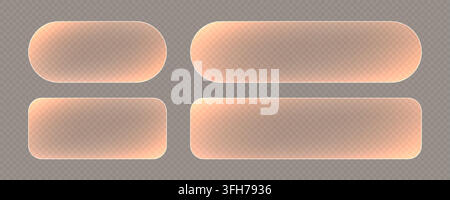 Transparent glass buttons, orange clear banners. Futuristic interface templates for web design. Stock Vector