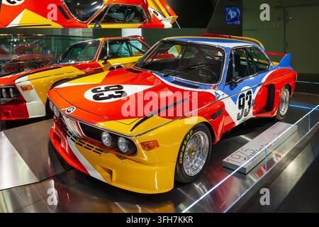 Munich, Germany - July 08, 2021: 1975 BMW 3.0 CSL Art Car in BMW automobile museum located near the Olympiapark in Munich, Germany Stock Photo