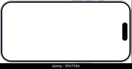 Realistic violet smartphone empty screen frame overlay mockup. Mobile phone display template isolated on transparent bg. Device front view. Smart phon Stock Vector