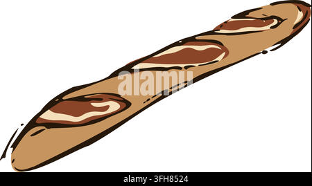 Hand Drawn French Baguette Bakery Vector Stock Vector