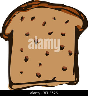 Hand Drawn Wholegrain Bread Slice Vector Stock Vector